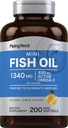 Piping Rock Mini Fish Oil 1340mg | 200 Softgels | Omega-3 Supplement för Män & Kvinnor | Lemon Flavor | Non-GMO och Gluten Free