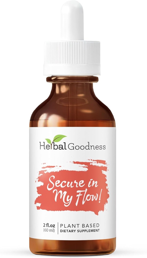 Herbal Goodness Secure i mitt flöde | Menstruationsstödstillägg | Långsamma flödesmenstruella kosttillskott, humörstöd, Hormonhälsa, hjälpavslappning, metabolisk stöd 2oz