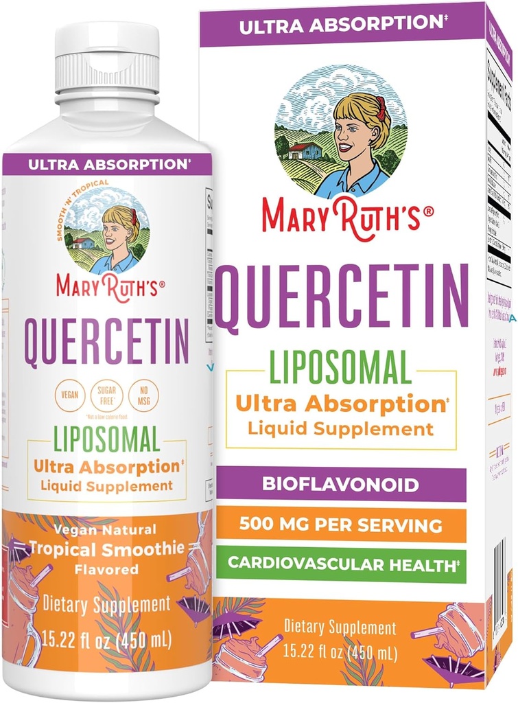 MaryRuth Organics Quercetin Liposomal | Liquid Quercetin 500mg | Kardiovaskulär hälsa | Cellulär hälsa | Total Wellness | Ultra Absorption | Bioflavonoid | Vegan | | Gluten Free | 15.22 Fl Oz