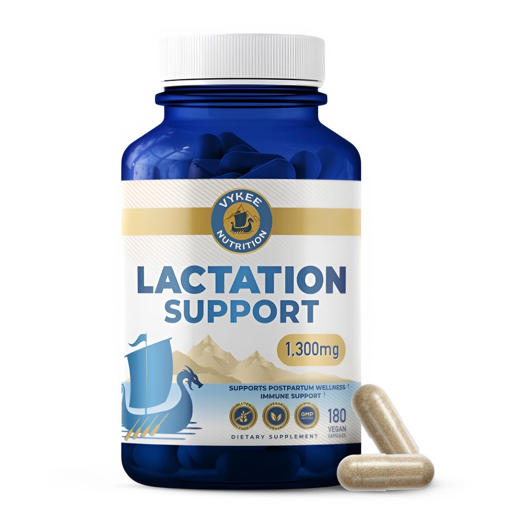 Vykee Nutrition Lactation Support 1,300 mg - Herbal Milk Production Supplement for Nursing and Postpartum Wellness - Supports Immunity and Daily Balance - 180 Vegan Capsules