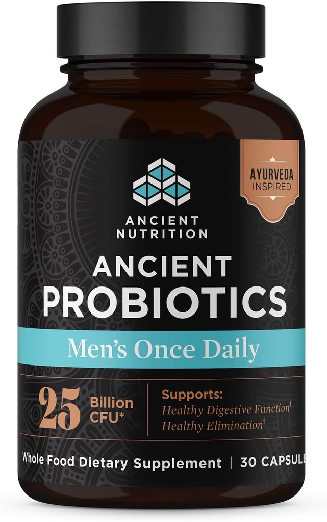 Forntida näringsprobiotika för män, antika probiotiska mäns en gång dagligen 30ct, Digestive och Immune Support, Bloating, Gas och förstoppning Relief, Gluten Free, Superfoods Blend, 25 miljarder CFUs