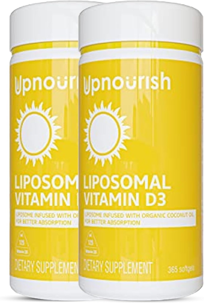 UpNourish 2 Pack - Liposomal Vitamin D 5000 IE 730 softgels, Cholecalciferol Vitamin D3 med naturlig kokosolja, VIT D3 Supplement