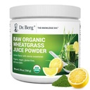 Dr Berg USDA Certified Organic Green Powder Superfood (60 portioner) - Made with Raw Wheatgrass, Chlorophyll, Trace Minerals & Natural Enzymes - Non-GMO Green Superfood Powder - Lemon Flavor