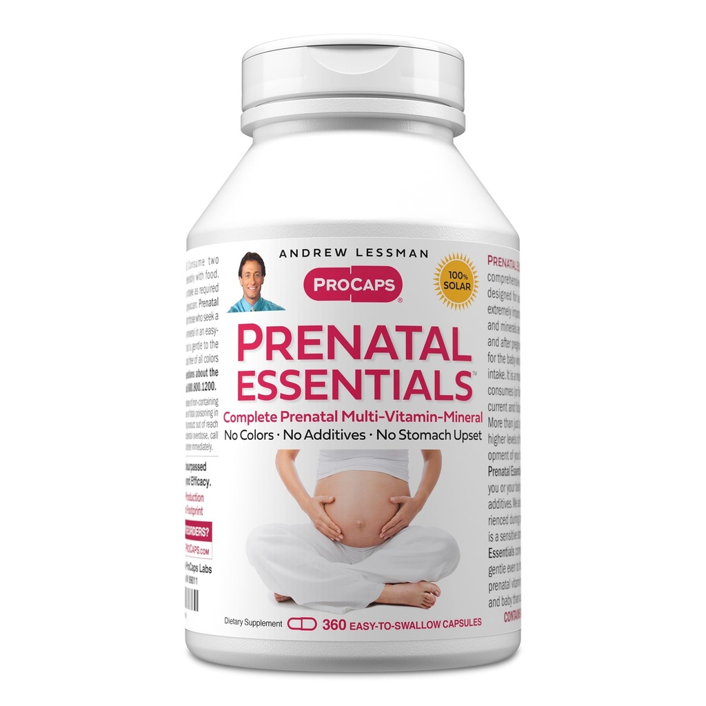 ANDREW LESSMAN Prenatal Essentials 360 Capsules - Komplett prenatal vitaminer för kvinnor, inga tillsatser Prenatal Multivitamin, näringsämnen för kvinnor Prenatal, Postnatal-Methylfolate Prenatal med järn