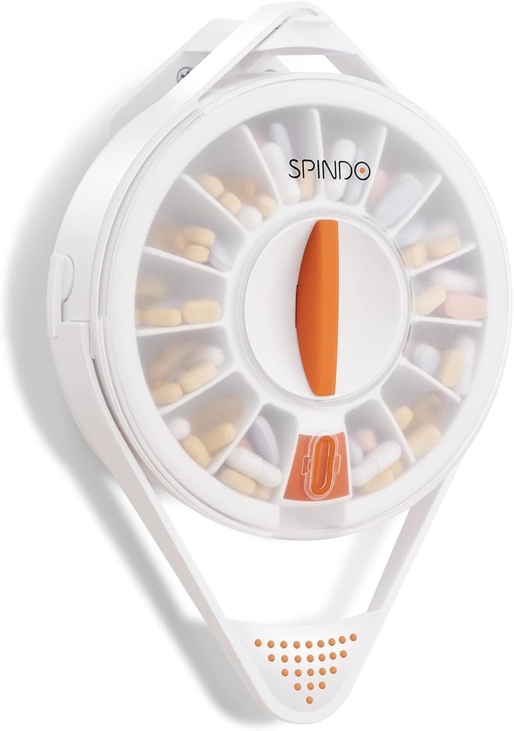 Fullicon Pill Dispenser med 14 stora avdelningar och Child-Proof Lock, Spindo Medicine Dispenser-Dispense Vitamin/Tablet/Supplement för äldre/Amnesien/Dementia