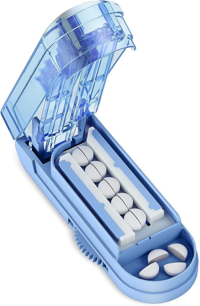 DEPAD Pill Cutter Splitter for Small and Tiny Pills, Pill Splitter for Cutting Multiple Pills with Adjustable Bars & Hidden Blade, Safely Cuts Small or Large Tablets for Seniors & Pets