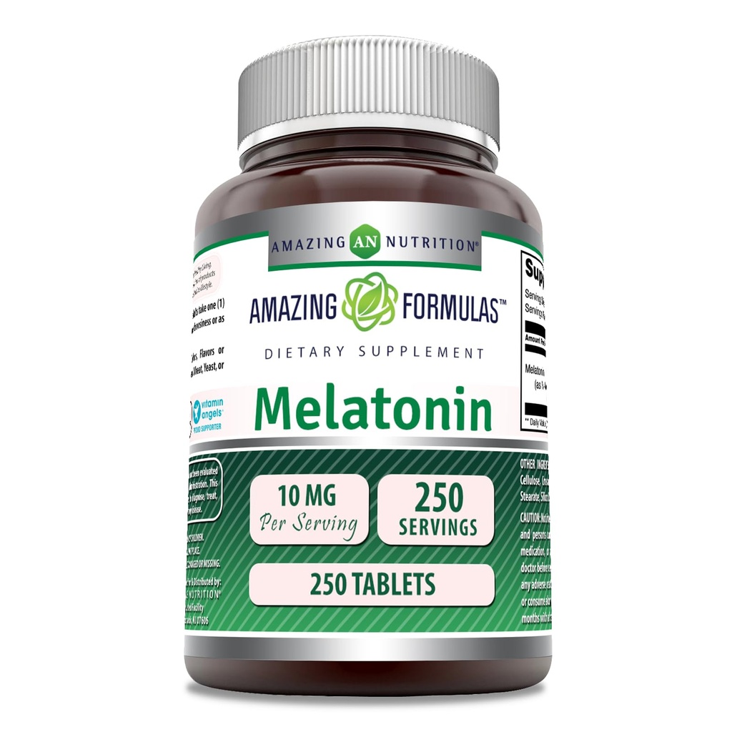 Fantastiska formler Melatonin Supplement | 10 Mg Per Servering | 250 tabletter | Non GMO | Gluten Free | Made in USA