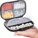 Sukuos Travel Pill Organizer Weekly med Double Lock, Portable Pill Box med Large 7 Compartment, Airtight Daily Medicine Case Container med etiketter för vitaminer / fiskoljor / tillägg