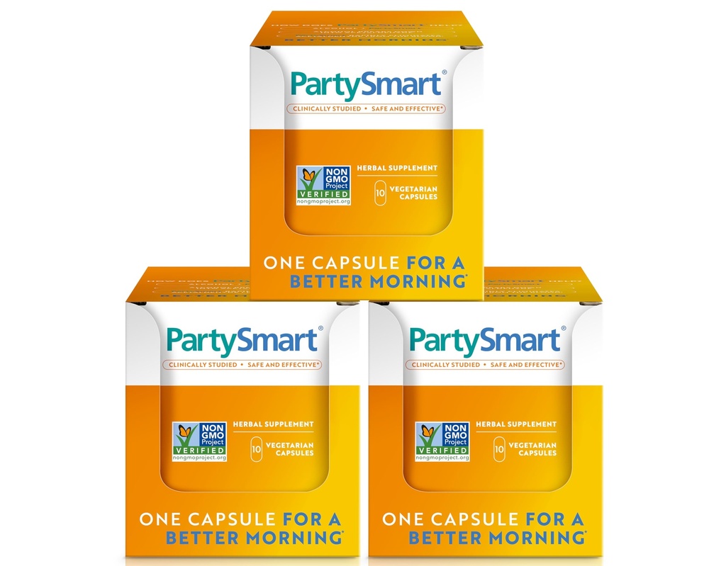 Himalaya PartySmart, 10 individuella kapslar - Alkohol Breakdown Liver Support för en bättre morgon efter att ha druckit - Plant Based, Vegan, Non-GMO, Gluten Free, kliniskt Studied (Pack of 3)