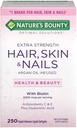 Naturens Bounty Hair Skin och Nails 5000 mcg Biotin - 250 belagda tabletter Regelbunden och extra styrka (Extra Styrka, två flaskor vardera 250 Softgels)
