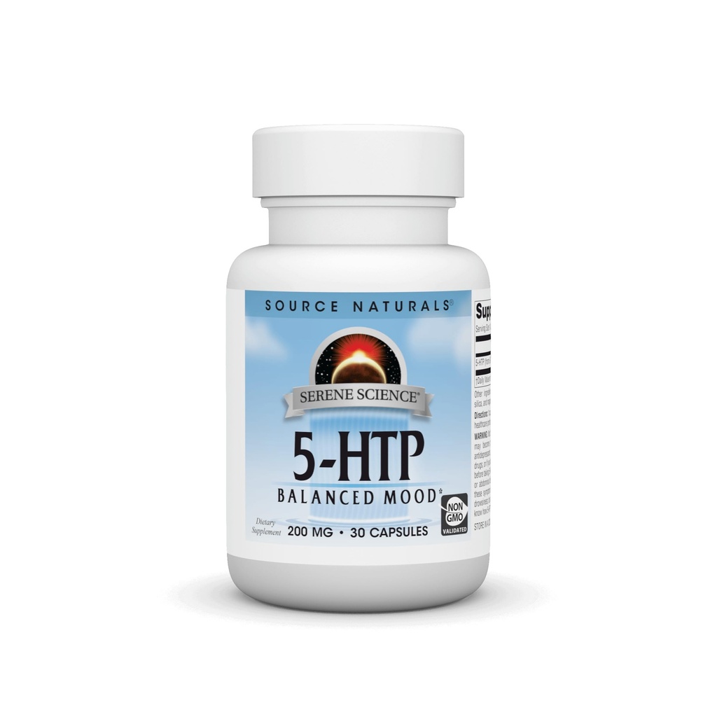 Källa Naturals Serene Science 5-HTP, icke-GMO Kosttillskott, 200 mg - 30 kapslar