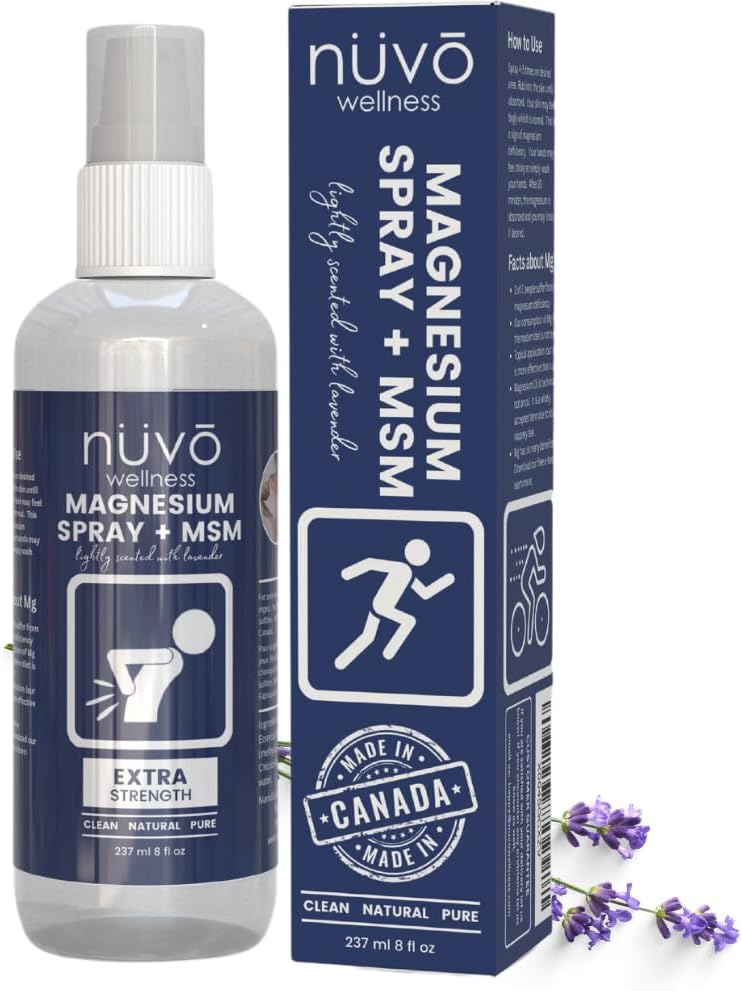 Nuvo Wellness Magnesium Spray med MSM - Extra styrka - Ljus Lavendel Scent - 12oz