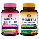 Vitalitown Probiotic Bundle (Pack of 2) | Kvinnors Probiotika 120 miljarder (punkt 1) & Probiotika 60 miljarder (punkt 2) | Shelf Stable | Digestive & Women's Health | 30 Servings Varje
