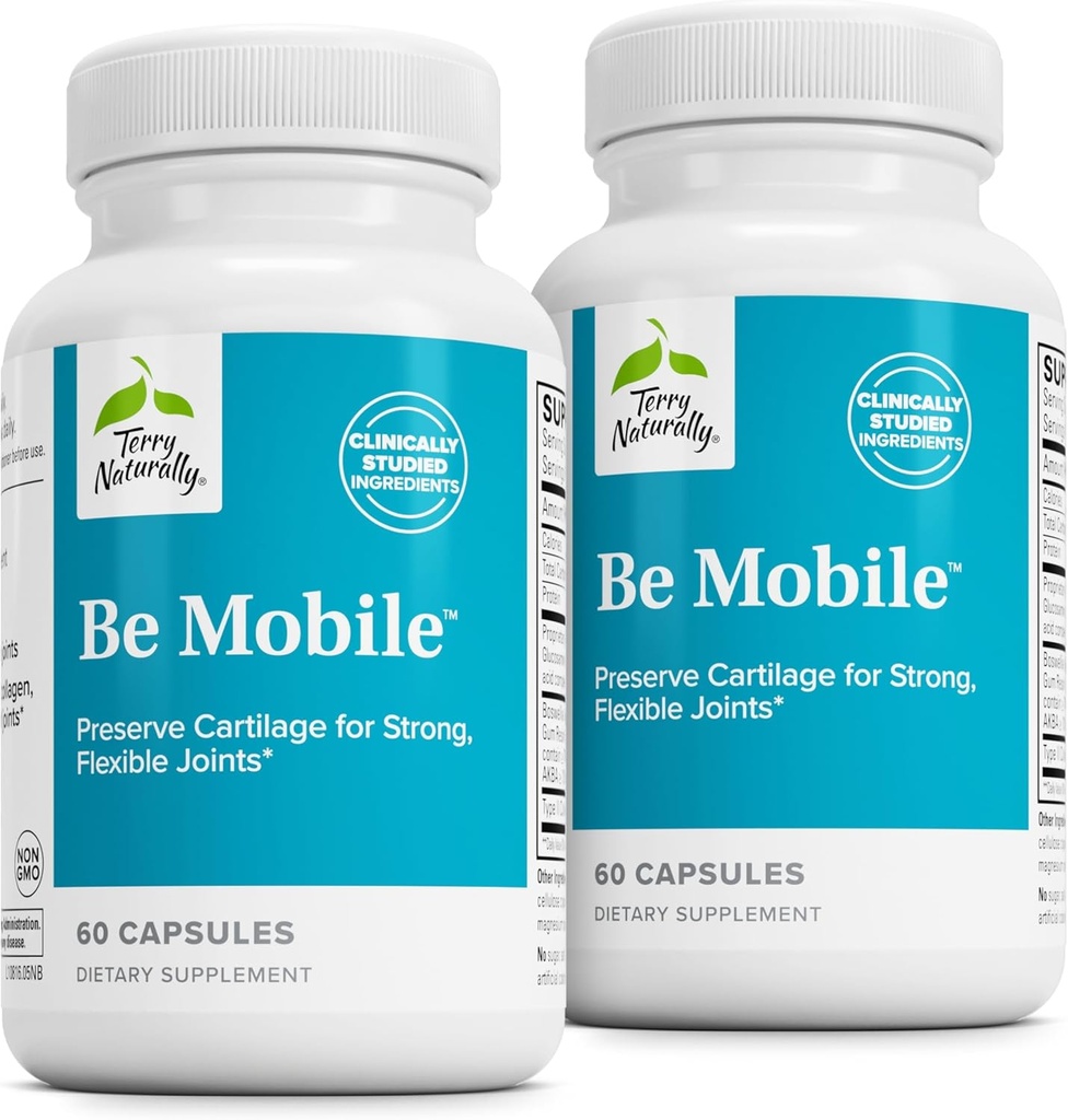 Terry Naturally Be Mobile - Kollagen Supplement för Joint Health Support - Kosttillskott med Boswellia Extract & Typ II Collagen - Lägre Back & Knee Support - 60 kapslar (Pack of 2)