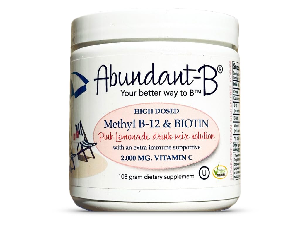 Tillräcklig-C Abundant-B High-Dose Methyl B-12 och Biotin Pink Lemonade Energy Drink Mix Solution - smak w / funktion i varje uppfriskande sip!