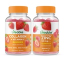 Livlig Collagen & Vitamin C + Zink 50mg, Gummies Bundle - Great Tasting, Vitamin Supplement, Gluten Free, GMO Free, Chewable Gummy
