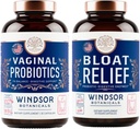 WINDSOR BOTANICALS Bloat Relief Probiotic med Enzymer och Vaginal Probiotika - Digestive och Vaginal Health Bundle