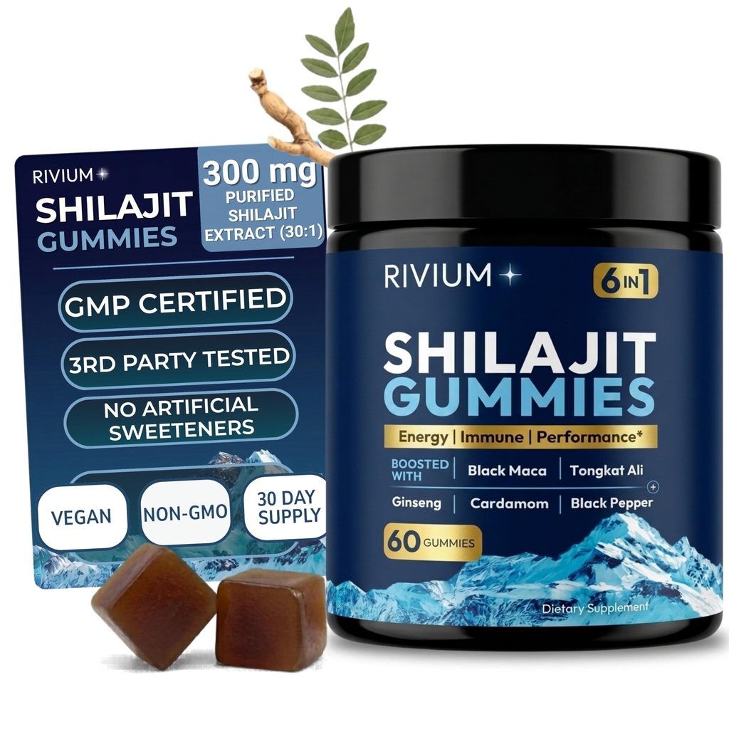 Shilajit Gummies - Himalayan Shilajit Extract | Maca | Ginseng | Cardamom & Tongkat Ali – Natural Mineral Support for Everyday Energy, Vitality & Wellness – 60 Gummies