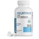 Bronson Melatonin 5mg Fast löser Peppermint tabletter med vitamin B6 - Främjar avkoppling, 360 vegetariska tuggrester