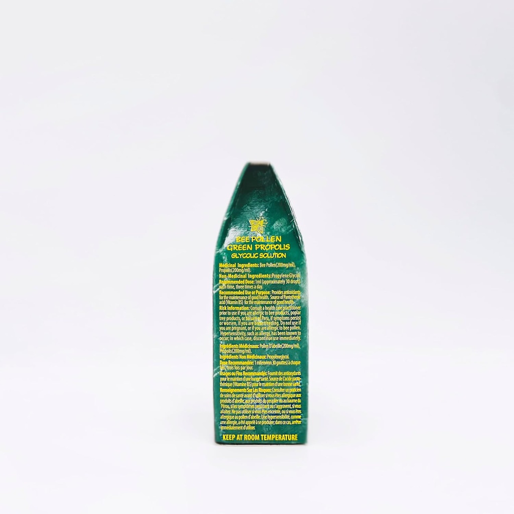 Officiell distributör - 1 flaska Apiario Silvestre Bee Pollen & Brasilien Green Bee Propolis Liquid - Glycolic Extract-Non Alcoholic, Wax Free, Sugar Free