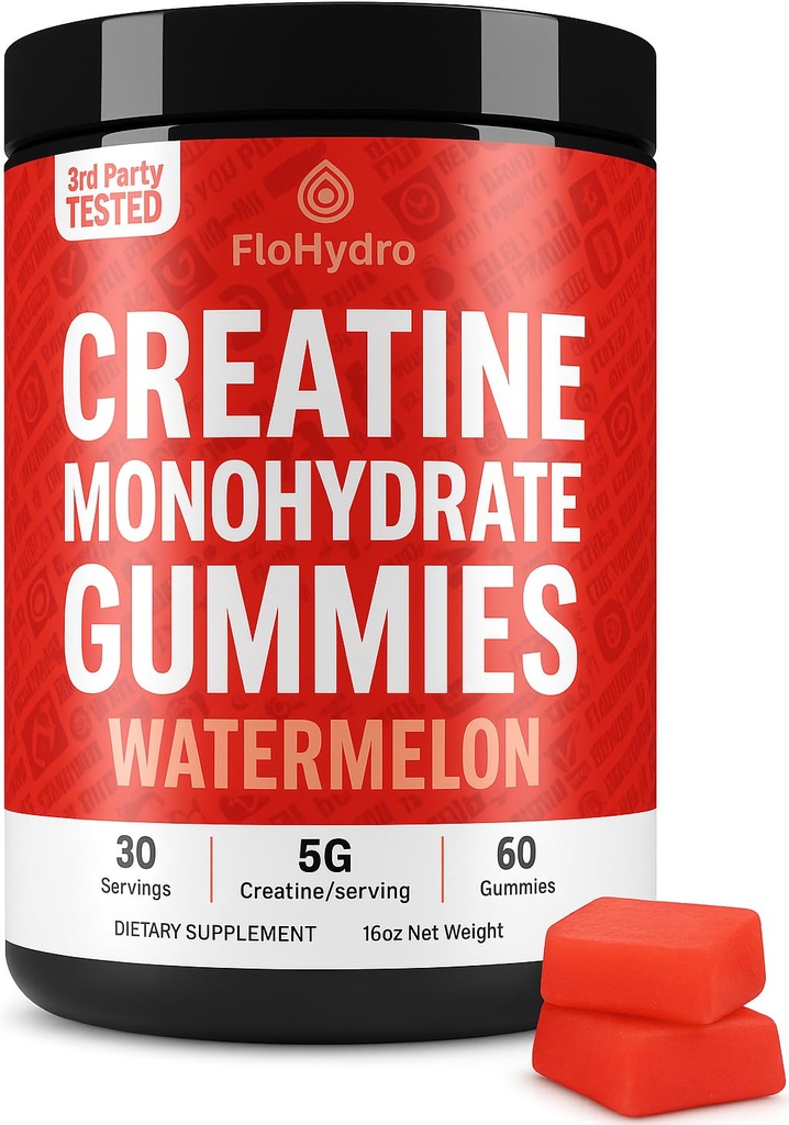 Kreatin Gummies | 5g Kreatin i 2 Gummies | Zero Sugar Kreatin Monohydrat | 3rd-Party Lab Testad | Rena ingredienser