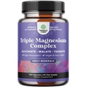 Trippel Magnesium Komplex Supplement - Hög Absorption Magnesium Glycinate, Malate & Taurate Blend för muskler, energistöd och hjärthälsa - Triple Mg Komplex 400 mg kapslar - 120 greve