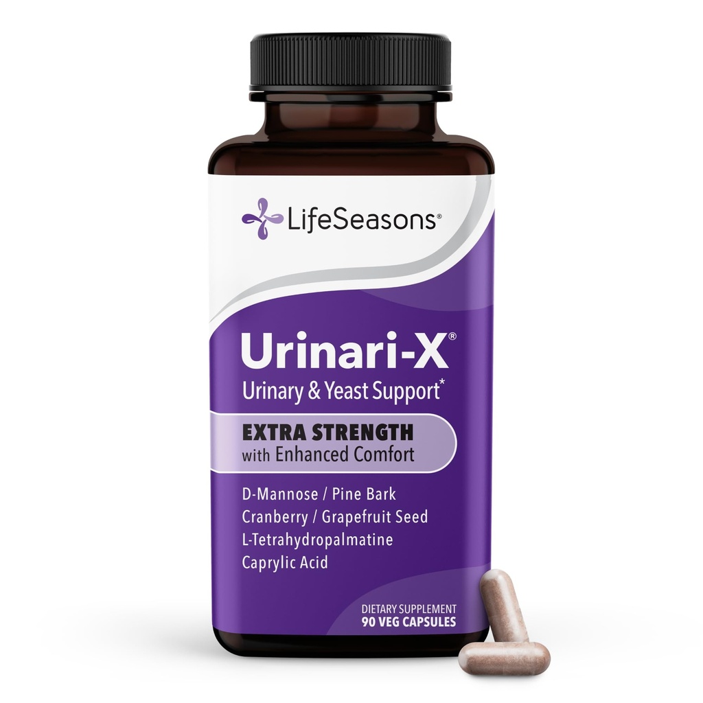Urinari-X Extra Styrka med förbättrad komfort - Urinary Tract Support - Snabb UTI Relief - Vitamin Supplement för blåsfunktion - D-Mannose, Cranberry, Pinebark, Uva Ursi & Grapefruit - 90 kapslar