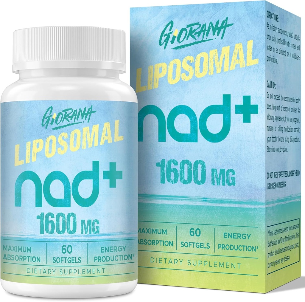1600 MG Liposomal NAD + Supplement, NAD + Boosting Supplement, Superior Absorption, Vitamin B3 för åldrande försvar, livslängd, energi, reparation, icke-GMO, 60 Softgels
