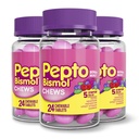 Pepto Bismol Chews, Fast and Effective Digestive Relief from Nausea, Heartburn, Indigestion, Upset Stomach, Diarrhea, Berry Mint Flavor, 72 Total (3 Packs of 24)