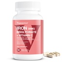 Järntillskott för kvinnor män, Vegan Iron Bisglycinate 30mg Plus Vitamin C, B12, Folsyra - Järnpiller för Anemi, Hälsoblod & Energistöd - Gentle, Hög Absorption, Non-GMO - 90 kapslar
