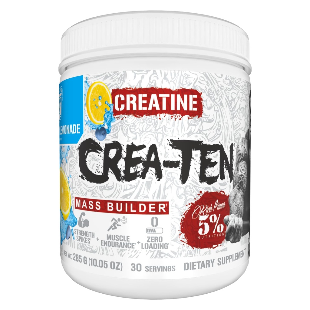 5% Nutrition CreaTEN Creatine Complex + Accelerators | smaksatt kreatinpulver för muskelvinst | Max Power, styrka, uthållighet och återhämtning (Blueberry Lemonade)