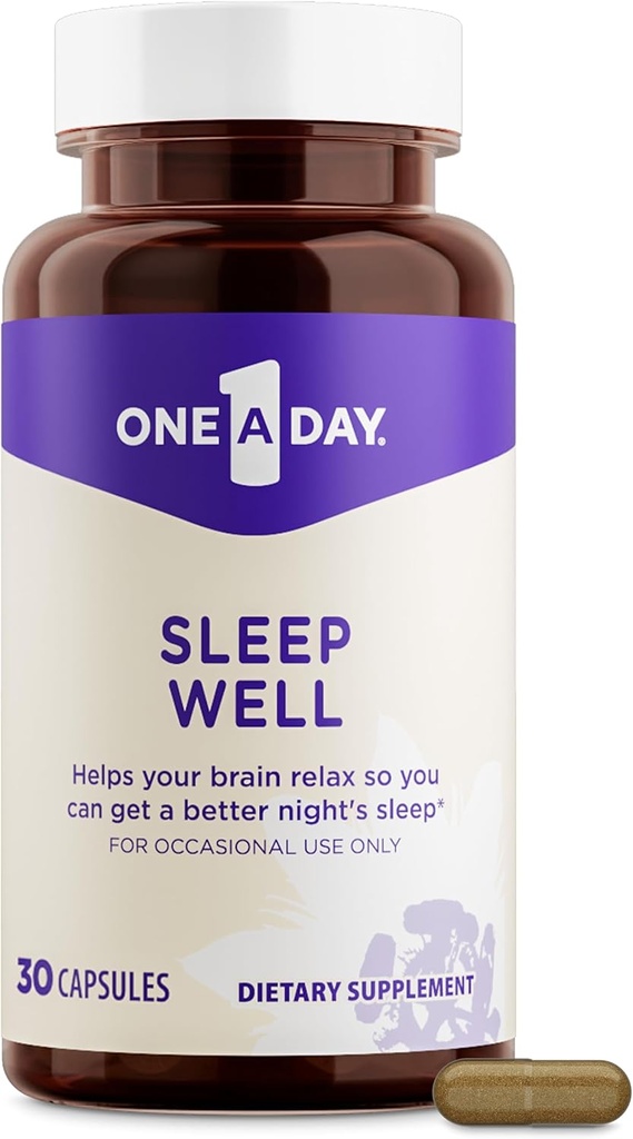 One A Day Sleep Supplement - Sleep Supplements for Adults, Sleep Support med Passionflower och Melatonin, Sleep Support med Sleep Well, 30 kapslar