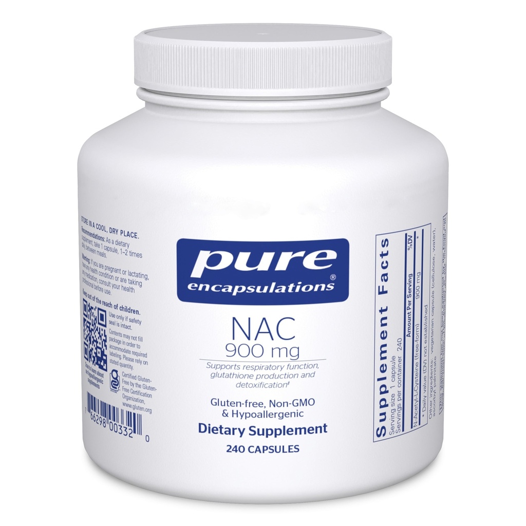 Rena inkapslingar NAC 900 mg - N-Acetyl Cysteine Amino Acid Supplement för Lung & Immune Support, Liver & Antioxidanter * - 240 kapslar