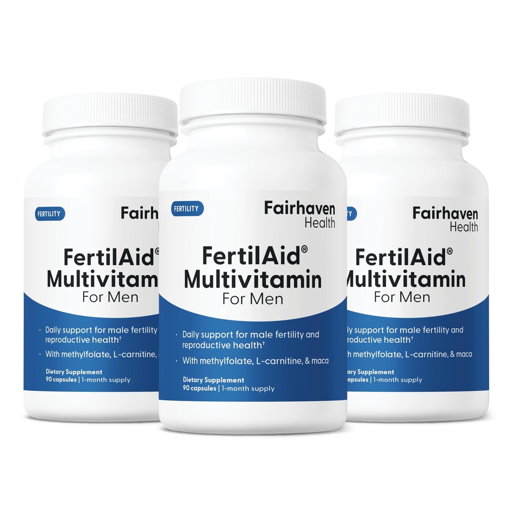 Fairhaven Health 3 månaders leverans FertilAid för män Prenatal Male Fertility Supplement | Räkna och Motility Support Pre Conception för honom | Fertilitetsstöd Inkluderar, Zink och folat | 90 kapslar