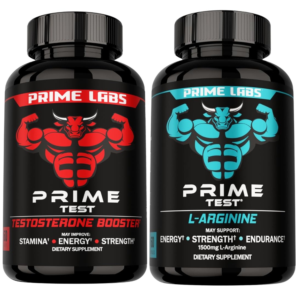 Prime Labs Prime Testosteron Booster + L Arginine Nitric Oxide Capsules - 60 Räkna varje