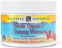 Nordic Naturals Nordic Omega-3 Gummy Worms, Strawberry - 30 Gummy Worms - 63 mg Total Omega-3 med EPA & DHA - 30 portioner