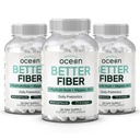Organics Ocean Better Fiber - Daglig Fiber Supplement - Soften Stool för Effortless Bowel Movements - med Psyllium Hulk och Slippery Elm - 3 flaskor