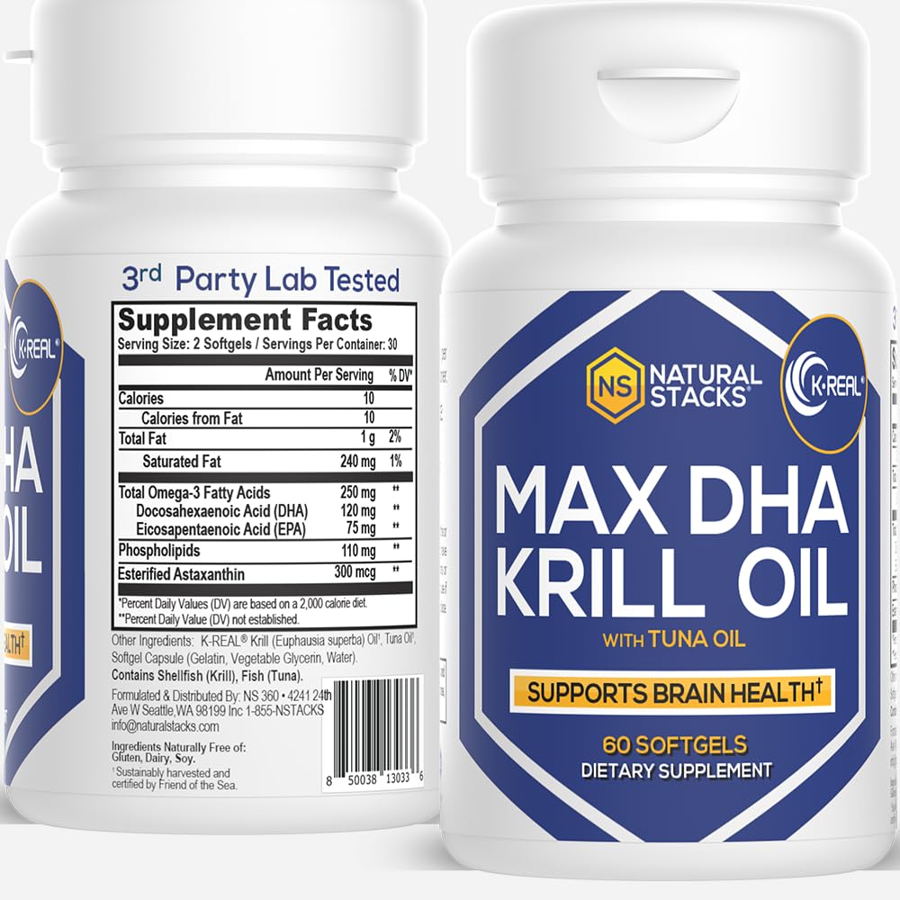 Antarctic Krill Oil Supplement - DHA EPA Omega 3 Supplement med Antioxidant Astaxanthin - Omega 3 Fiskolja för att stödja hjärna, hjärta och gemensam hälsa - 60 Krill Oil SoftGels