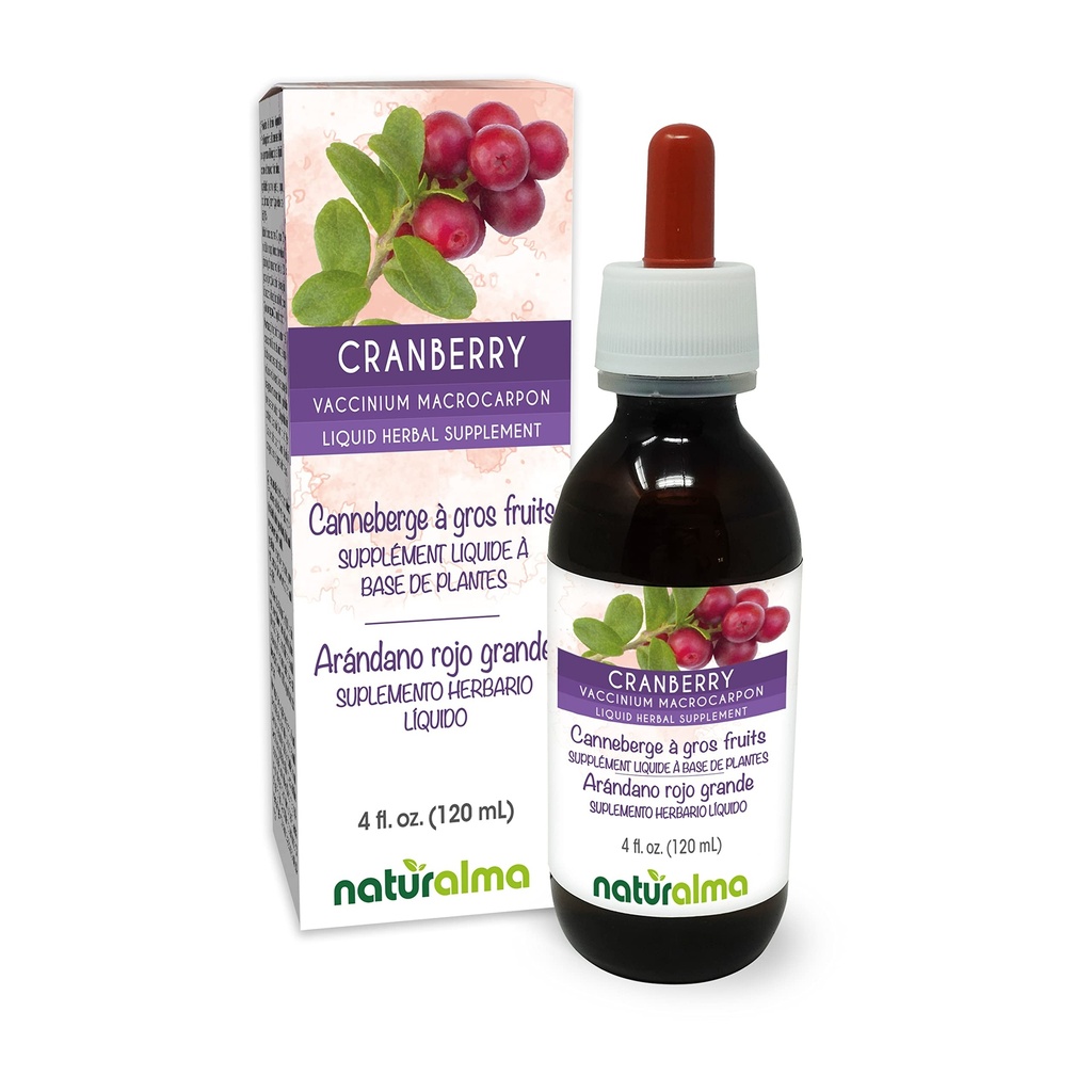 Naturalma Cranberry (Vaccinium makrokarpon eller Oxycoccus makrokarpos) Frukt Alkoholfri tinktur - 4 fl oz Liquid Extract i droppar - Herbal Supplement - Vegan