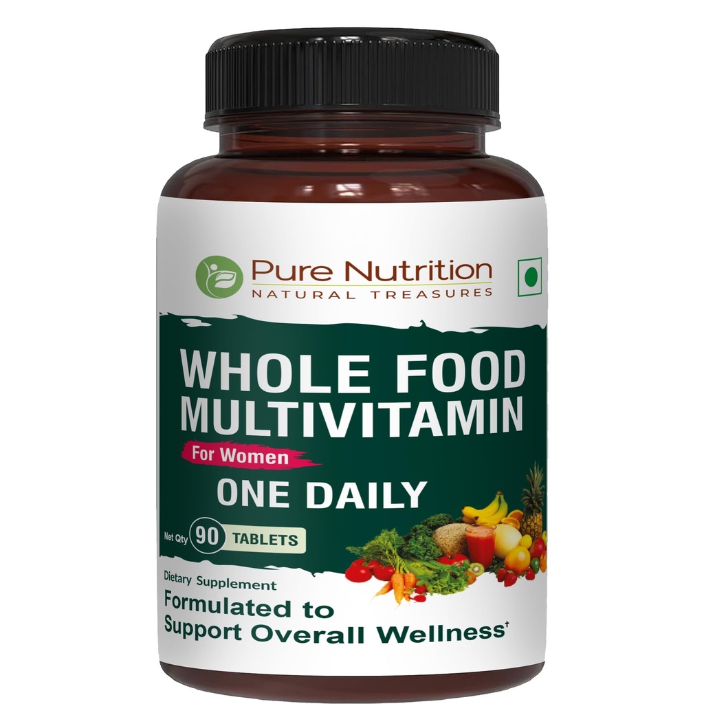 Ren näring hela mat multivitamin för kvinnor | 90 flikar | en-dag | 100% RDA | 24 naturliga vitaminer och mineraler | Alla naturliga växtbaserade kvinnors multivitamin | 3 månader leverans