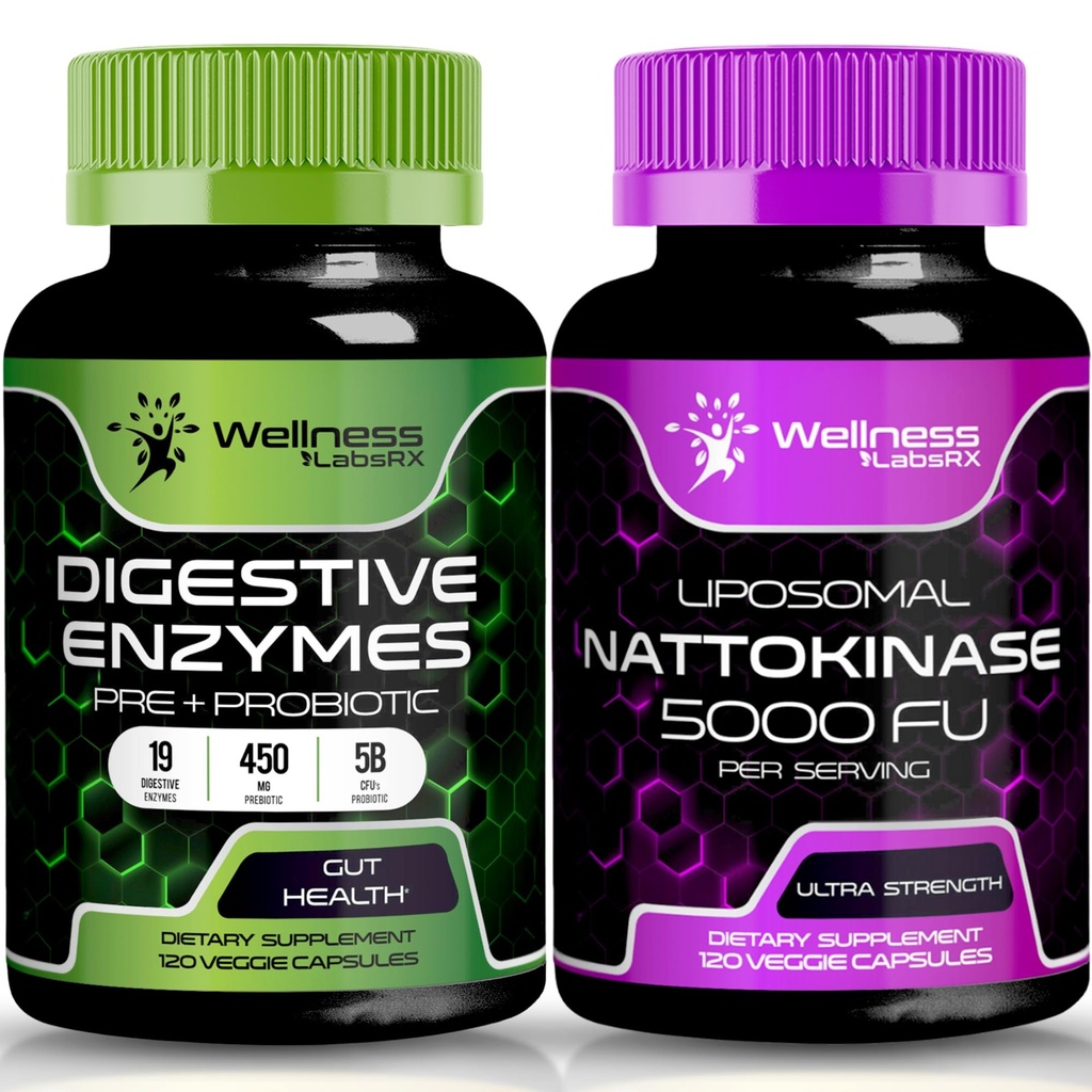 WELLNESS LABSRX Digestive Enzymes Capsules Nattokinase Capsules