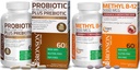 Bronson Probiotic 50 miljarder CFU + Prebiotic med Apple Polyphenols & Pineapple Fruit Extract + Methyl B12 5000 mcg Vitamin B12 Methylcobalamin