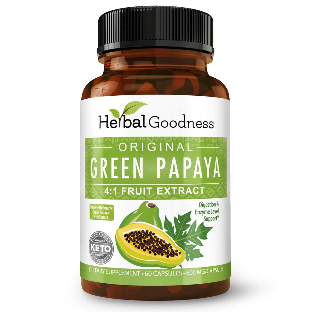 Green Papaya Fruit Extract Capsules - Organic Papaya Enzymes with Prebiotics and Probiotics for Digestive Health - Super Digestive Enzymes, Immune Support- 60 Capsules, Made in the USA
