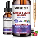 GREENPEOPLE Kidney Cleanse Detox & Repair - 27-i-1 Kidney & Liver Drops med 20:1 Cranberry Extract & Chanca Piedra, Alkoholfri Supplement för urinvägar och leverstöd (2 Oz 1 Pack, Blueberry)