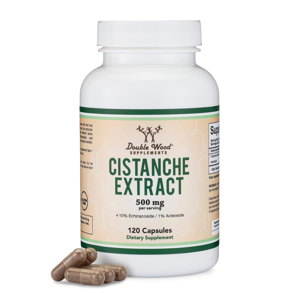 Cistanche Tubulosa Extract 500mg Per Servering (120 kapslar) Cistanche Testosteron Supplement för män (Standardized to Contain Echinacosides and Acteosides) av Double Wood