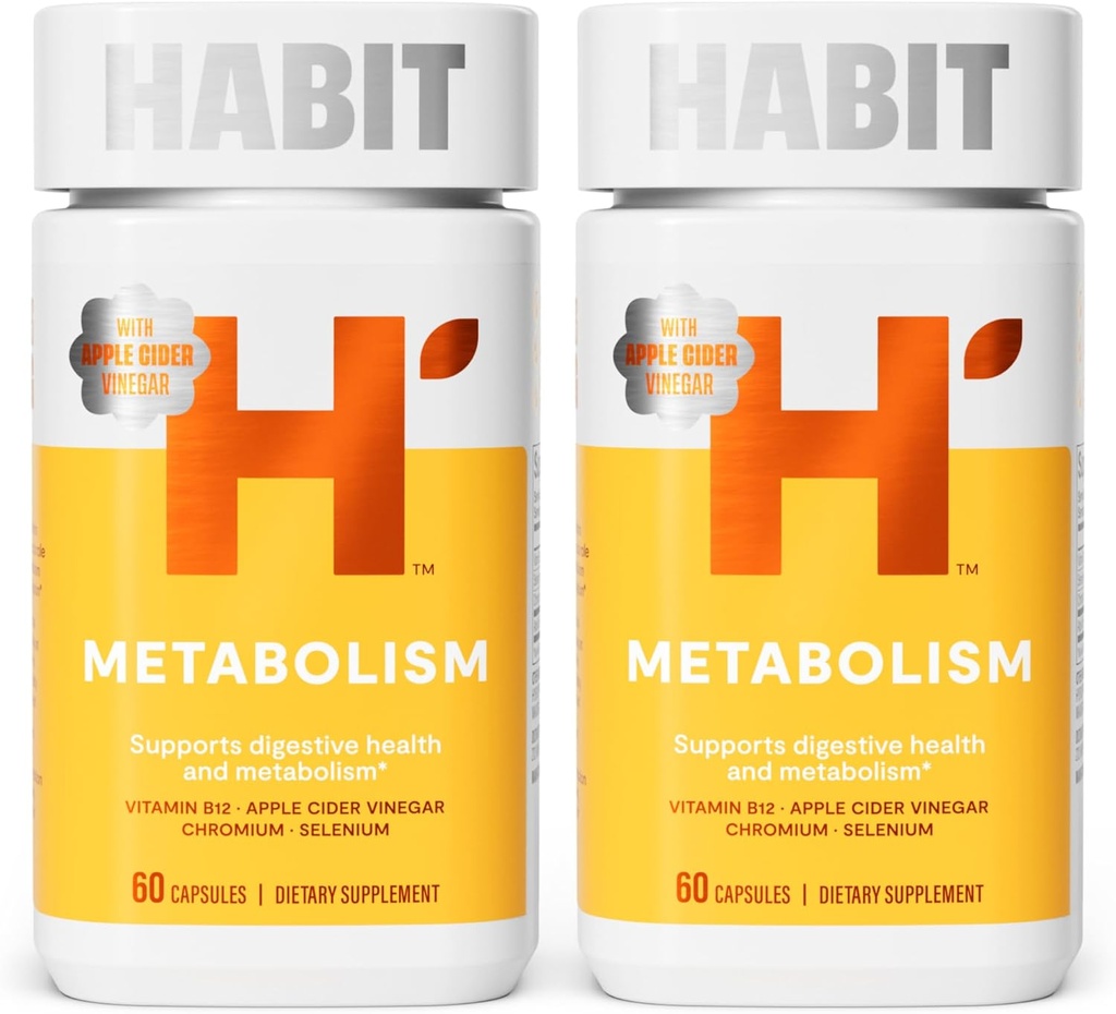 Habit Metabolism Supplement 2 Pack (120 kapslar) - Stöder Digestive Health & Metabolism, Vitamin B12, Selenium, Chromium, Apple Cider Vinegar, Vegan, Non-GMO
