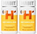 Habit Metabolism Supplement 2 Pack (120 kapslar) - Stöder Digestive Health & Metabolism, Vitamin B12, Selenium, Chromium, Apple Cider Vinegar, Vegan, Non-GMO