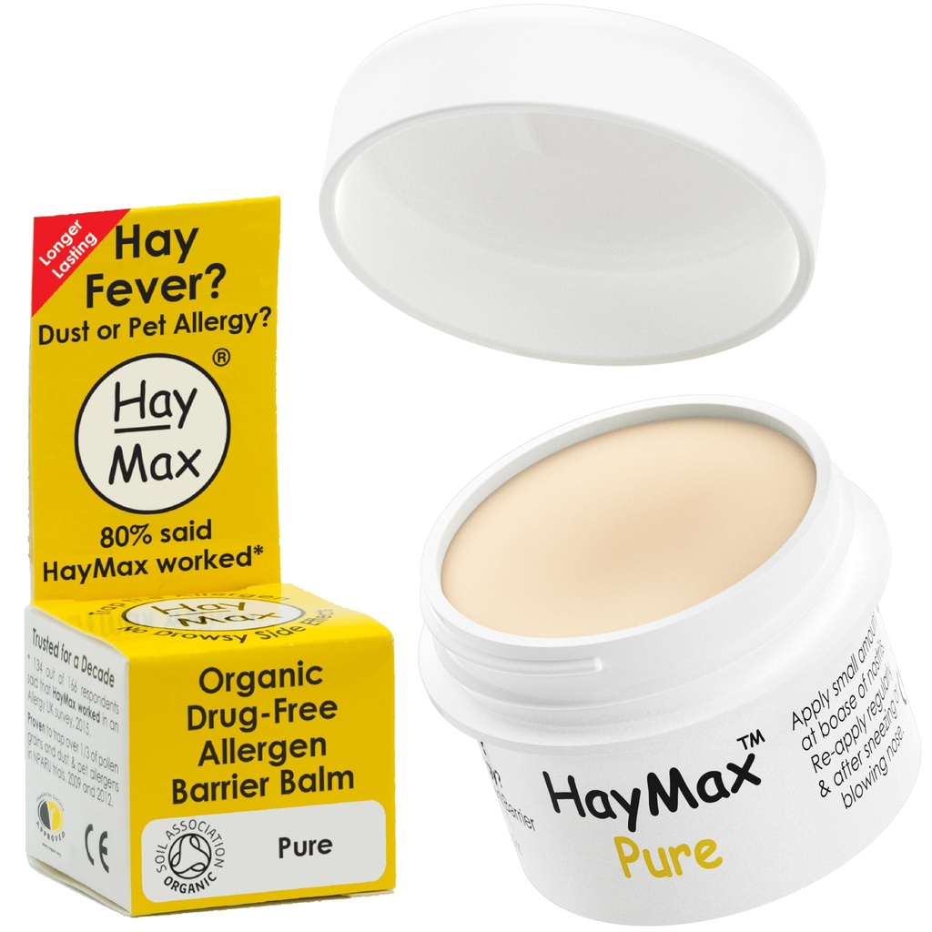 HayMax Allergen Barrier Balm - Pure 0.17 fl oz - Organic, Natural & Non-Drowsy Hay Fever & Allergy Relief Balm - Blockerar Pollen & Andra Allergen Partiklar - Perfekt för vuxna, barn & gravida kvinnor