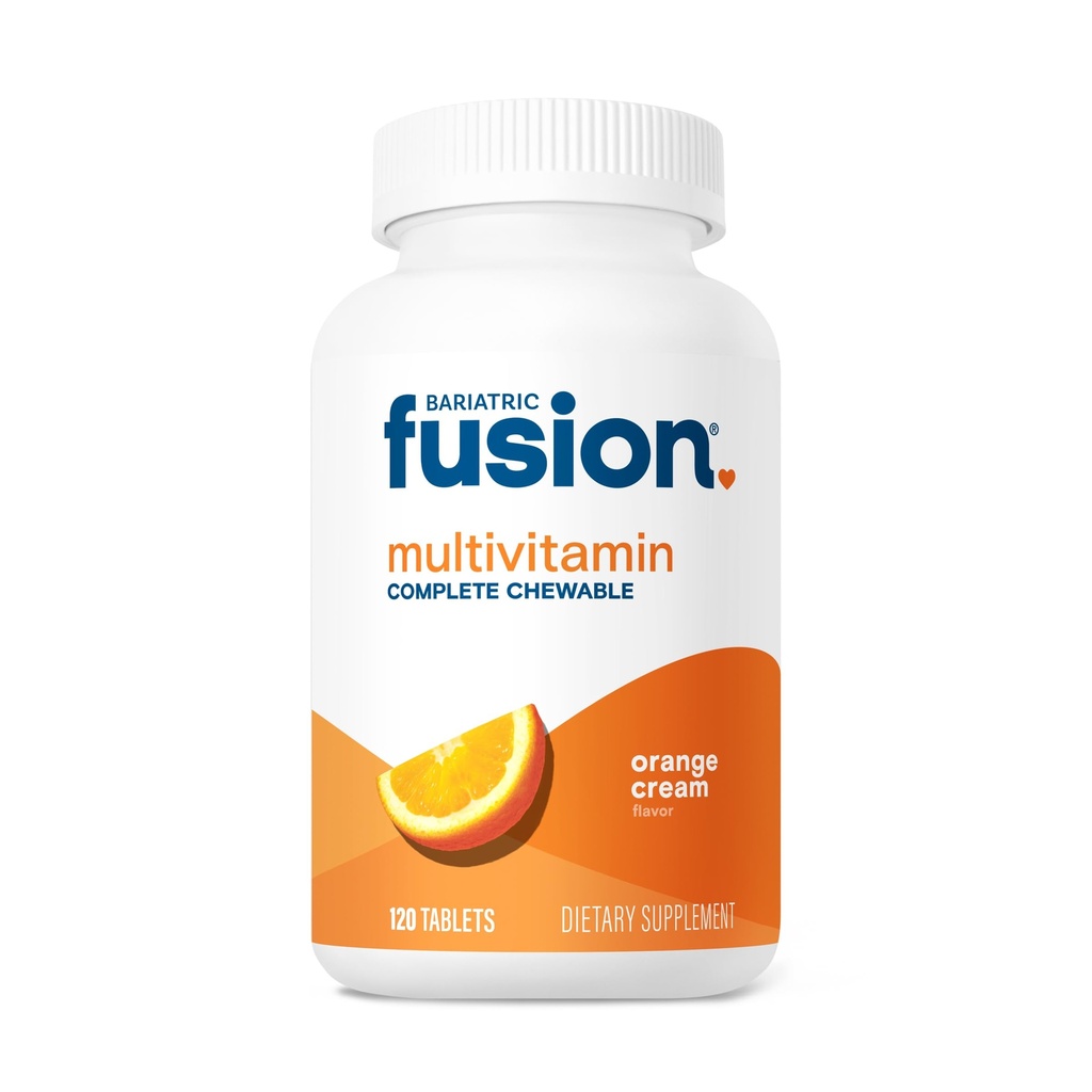 Bariatric Fusion Orange Cream smaksatt komplett tuggbar bariatrisk multivitamin med järn för bariatriska kirurgipatienter inklusive gastric bypass och sleeve Gastrectomy - 120 tabletter