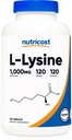 Nutricost L-Lysine 1000mg, 120 tabletter - Glutenfri, icke-GMO och vegetarisk vänlig